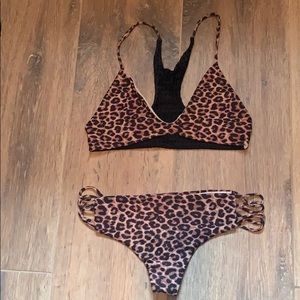 Acacia Swimwear bikini top and bottom Leopard Med.
